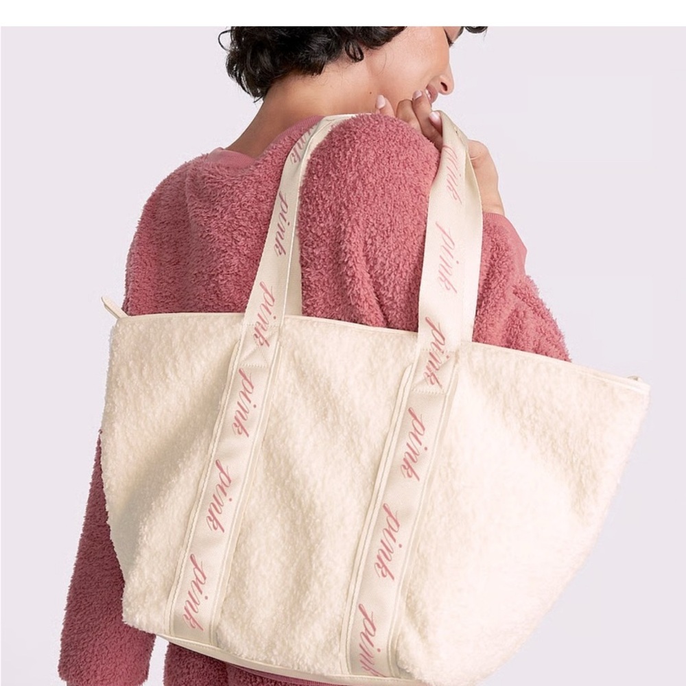 PINK Victoria's Secret White Tote with Pink Accents
